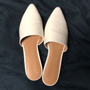 White Pointed Toe Mules